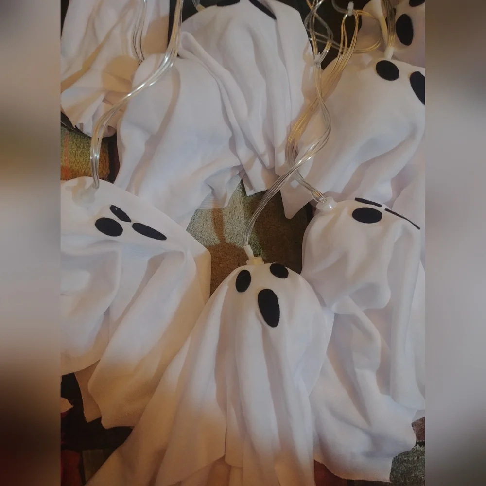 Halloween Ghost String Lights with Remote, 10 LED Hanging Ghost Lights